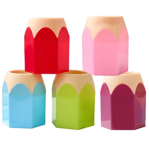 Hintyne Copo de lápis, 5 peças de porta-canetas em forma de lápis fofo, suporte de giz de cera de pl