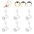 CLOUDY BAY LED Track Lighting Heads,3000K/4000K/5000K Selectable,Dimmable 8W,CRI90+ True Color Rendering Adjustable Tilt Angle Track Light,White,Halo Type,Pack of 6