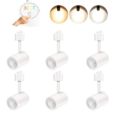 CLOUDY BAY LED Track Lighting Heads,3000K/4000K/5000K Selectable,Dimmable 8W,CRI90+ True Color Rendering Adjustable Tilt Angle Track Light,White,Halo Type,Pack of 6