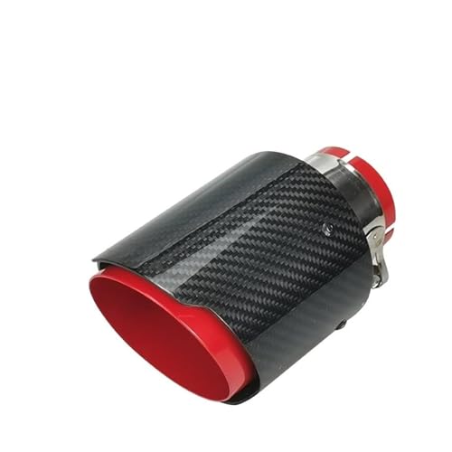 Tuyau d'échappement en carbone rouge brillant avec embout droit universelle 63-89mm