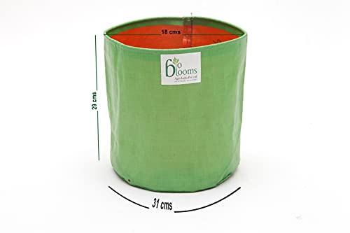 Image of Bio Blooms Round HDPE Plant Grow Bag for Terrace & Kitchen Gardening | Pack of 5 | 9x12 | 200 GSM Heavy Duty Outdoor Grow Bag | Durable Planter for Vegetables, Flowers & Plants | Green & Orange
