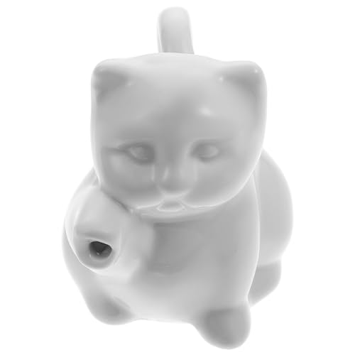 Hemoton Ceramic Milk Pitcher Cup Mini Porcelain Gravy Boat Pitcher: 50ML Cat Shaped Ceramic Creamer Cup White Gravey Pourer Dish Coffee Milk Creamer Pitcher Mini Sauce Serving Jug