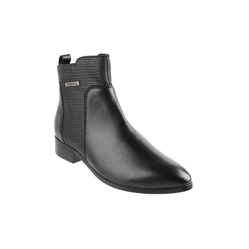 Image of Metro Women Faux Leather Ribbed Slip-On Casual Boots