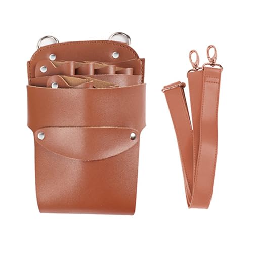 Sac de taille pour ciseaux de coiffure marron pochette barbier - 5