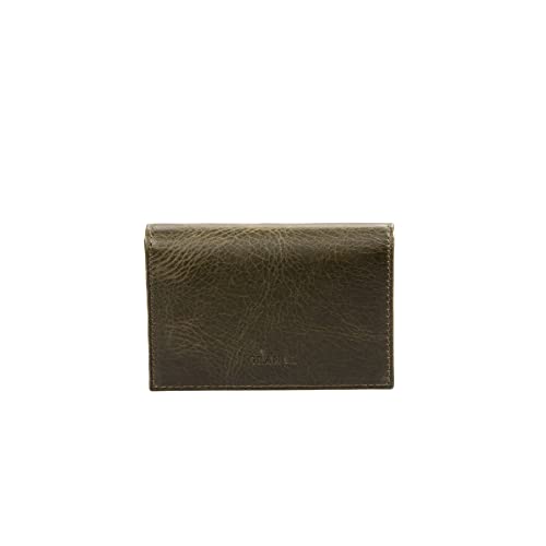 grande 3601 Genuine Leather Card Holder For Women and Men Slim Minimalist Card Case Small Magnetic Wallet (Rustic Green)