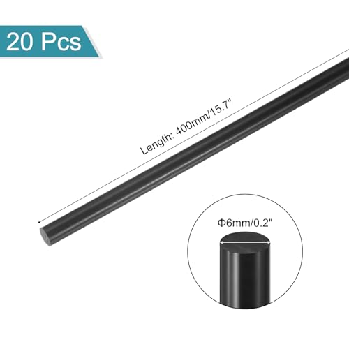 Image of MECCANIXITY ABS Plastic Rod Round Solid Bar 6mm x 400mm Black for DIY Model Material, Architectural Model Making, DIY Sand Table, Pack of 20 Pcs