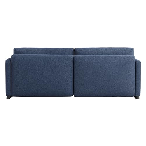 Image of Serta Vail 86 inch Convertible Sleeper Sofa, Queen Size, Wall-Hugging Dreamglide Mechanism, Dreamcoil Comfort, Boucle Fabric, Navy Blue