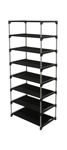 Image of Multi Utility 7 Layer Shelf Collapsible Metal Pipes with Non-Woven 100GSM Fabric Cover for Shoe /Cloth /Toy /Books Rack (Dark Blue, Metal)