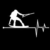 MACMRD Auto Aufkleber 14,5 cm * 8,6 cm Wakeboard In My Heartbeat Pulse Vinyl Schwarz/Silber Autoaufkleber