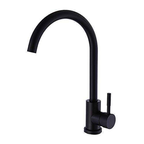 Mélangeur à eau froide chaude noire en inox avec commande simple manche