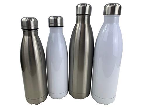 Stainless Steel Metal Water Bottle Flask Vacuum Insulated 350 500 750ml Sublimation Print Sports Flask Great for Work, Gym, Travel (White 750ml, 5)