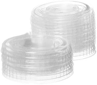 Disposable Plastic Portion Cup Lids, Fits Portion Cups Sizes 1.5oz to 2 oz, 100 Lids Clear (Medium)