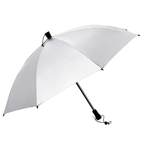 G4Free Liteflex Hiking Umbrella Ultralight Large 46" Reflective Silver Trekking Backpacking Umbrella, Bonus Handsfree Umbrella Kit (Silver/Black)
