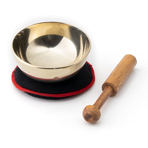 MINI-Klangschale in rotem Beutel inkl. Unterlage und Holzklöppel I Zarter Klang für feines Hören I Die nette Geschenkidee und kleines Mitbringsel für Klangschalen-Fans - Image 4