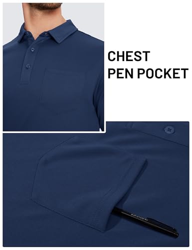 TACVASEN Mens Polo Shirts with Pocket Mens Golf Shirt Short Sleeve Performance Dry Fit Golf Work Athletic Polos3
