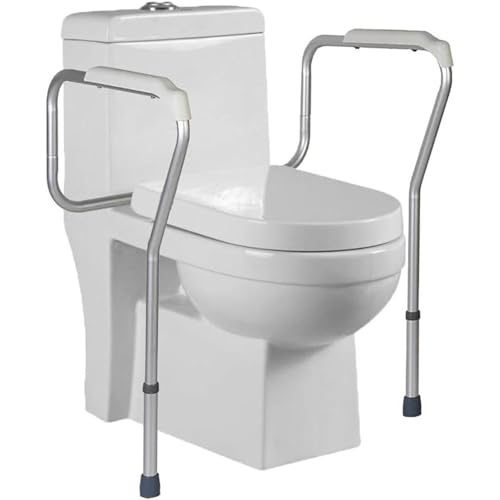 Kwueiitトイレ手すり、 バスルームアシストバー、 調整可能 トイレスタンド、 防錆合金 滑り止め 120KGをサポート ツール不要のクイックアセンブリ 高齢者、シニア、 無効
