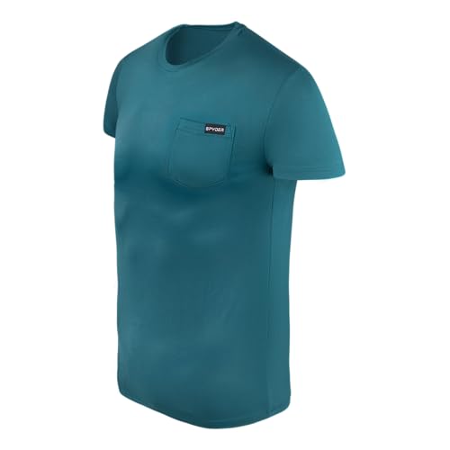 Spyder Mens Performance Moisture Wicking Crew Neck Undershirts/Ultra Soft Stretch Sports T-Shirt W/Pocket2