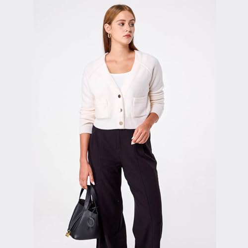 Simple&Opulence Women's Cashmere Cardigan Sweater, Cashmere Long Sleeve V Neck Open Front Cardigan with Pocket2