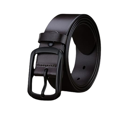 ONDIAN Cinturón de cuero para hombre, hebilla de hebilla, cinturón de cuero para hombre, casual, cien negocios para jeans, Negro, 130 cm