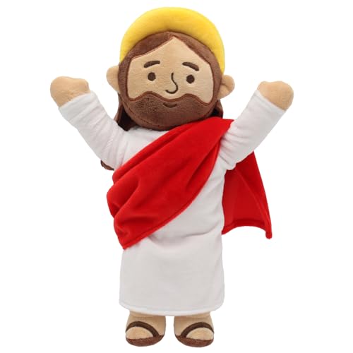 Image of Yelakey 13" Jesus Plush Brown Jesus Stuffed Doll Christian Plushie Doll for Easter Christmas Church Religious Gifts for Kids Adults (brownred)