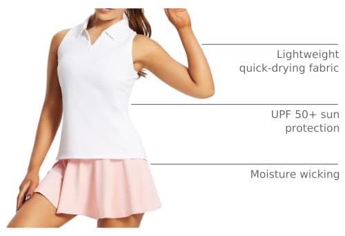 Image of baleaf Women's Golf Shirts Tank Tops Sleeveless Tennis Polo Racerback with Zipper Collar Athletic Tanks Quick Dry