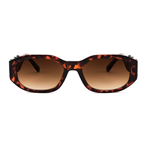 Image of FEISEDY Retro Trendy Rectangle Sunglasses Women Men Narrow Shades B2322 | |Vintage Shades |UV400 Protection |Blocks Glare |Women & Men |Comes With A Storage Case