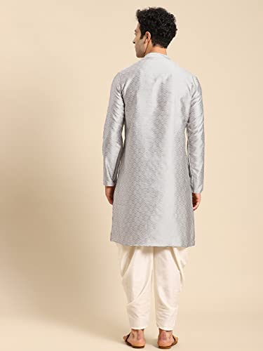 Image of Men's Navy Blue Cotton Festive Wear Regular Fit Woven Design Kurta | Indian Wedding Wear Kurta | Festive Ethnic Kurta