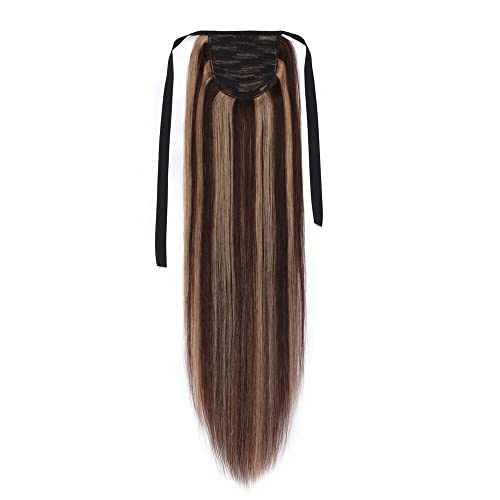 Down Ponytail Extensions Human Hair 20" Blonde Mix