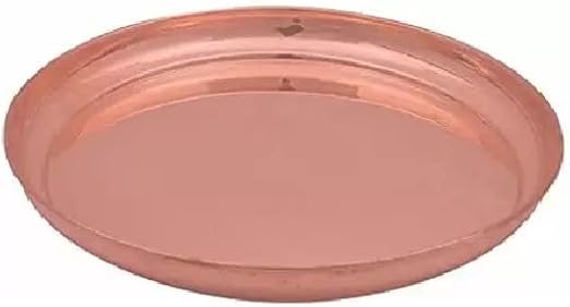 Copper Pooja Thali 6 Plate for Puja Worship Spiritual Religious Home Office Temple Decorative Occasions/ Festivities