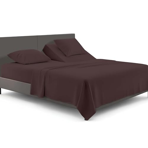 SGI bedding Juego de sábanas de 91,4 cm con parte superior dividida de 1800 hilos, sábana superior flexible para cama ajustable, juego de sábanas de 4 piezas, bolsillo profundo de 15 pulgadas para