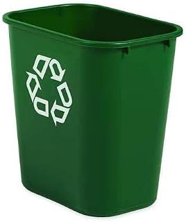 MDMprint 7 gal Rectangular Plastic Desk Recycling Container, Green