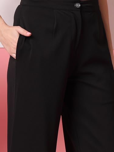 Image of OOMPH! Women's Straight Fit Mid Rise Korean Trousers|Trouser Pants for Women|Elegant Workwear for Office, College & Events|Trousers for Woman
