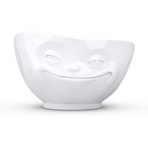 FIFTYEIGHT PRODUCTS TASSEN Porcelain Bowl, Grinning Face Edition, 16 oz.White, (Single Bowl) for Serving Cereal, Soup Cover