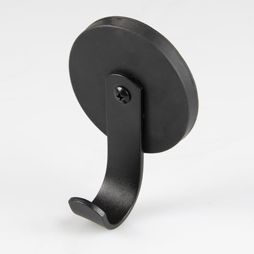 Magna-C® Magnethaken mit gummierter Hülle | matt-schwarz | mit Metallhaken | Neodym-Hakenmagnet für Camping, Haushalt und Werkstatt extrem Haftstark (Ø66mm)