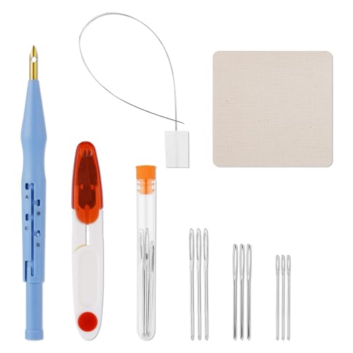 Image of 13pcs Punch Needle Kit, Adjustable Punch Embroidery Kit with 9 Embroidery Needles Sewing Art Needle Tools Set for Adult Beginners Embroidery Floss Cross Stitching DIY Craft Supplies