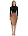 Kate Kasin Zip Business Casual Leather Pencil Skirts for Women Side Wrap Knot Knee Length High Waist Elegant Skirts Brown M