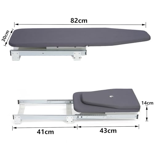 Nisorpa Folding Ironing Board 180° Rotatable Ironing Boards Pull Out Ironing Board Space Saving Ironing Boards with Heat-resistant Cover 82 x 30cm - Image 2