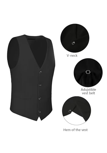 Wehilion Men's Suits 2 Pieces, Vest Pants Set for Men, V-Neck Slim Fit Casual Suit Waistcoat3