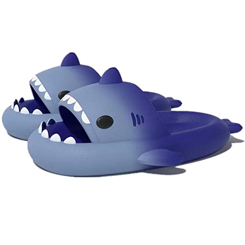 Cute Gradation Shark Slippers Beach Shoes 4CM Thick Soft Sole Summer Shark Slides for Women and Men EVA Non-Slip Bathroom Slippers Sandals indoor and Outdoor