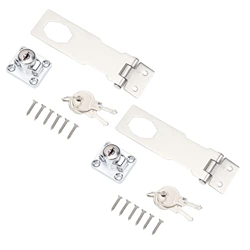 Keyed Hasp Locks, 2PCS Easy to Install Security Keyed Lock Latch for Erosion Resistant Doors