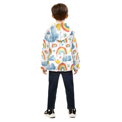 Watercolor Rainbows and Clouds Girls Fleece Jacket Girls Fall Jacket Girls Zip Up Hoodie Girls Sherpa Jacket 2-10T4