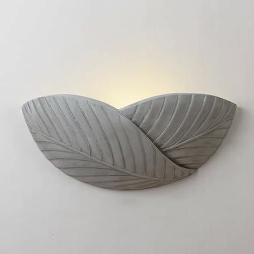 Lámpara de Pared con Forma de Hoja, Aplique de Pared de Cemento Gris con Casquillo E27, diseño Creativo, iluminación Decorativa para Sala de Estar, Apliques de Pared Minimalistas nórdicos para pasill