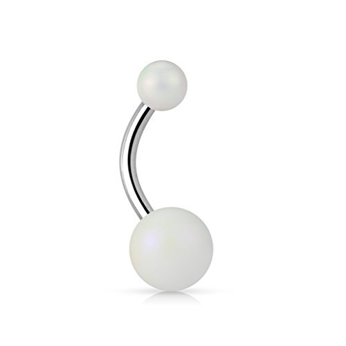 PSUM Unisexo Piercing En El Ombligo Acero Inoxidable Acrílico Blanco 1.6mm x 10mm HBJ-NA53-WH Cover