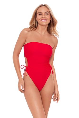 Sports Illustrated Women's Strapless One Piece W/Adjustable Side Cutouts
