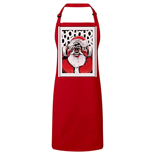 Tablier cuisine rouge Pere Noel Fou rigolo et confortable pour adulte