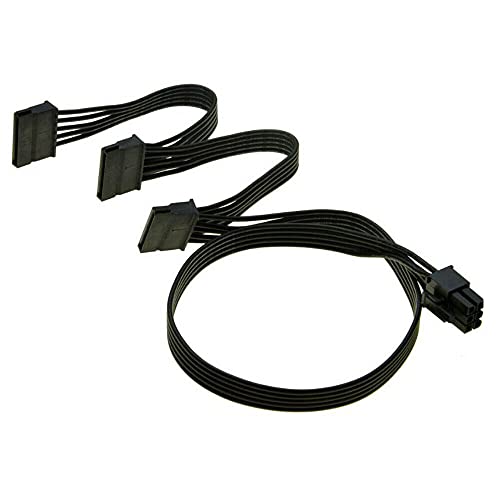 ZAHARA Cable alimentacion sata 6 Pines para una Fuente de alimentación estacional PCIe Modular de 6 Pines a 3 SATA de 15 Pines alimentación Modular para Seasonic Antec