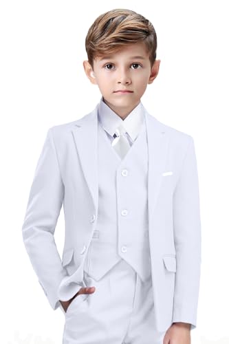 Image of Suit for Boy Formal Slim Fit Tuxedo 5 Pieces Kids Toddler Wedding Outfit Blazer Pants Vest Set Boys Suits