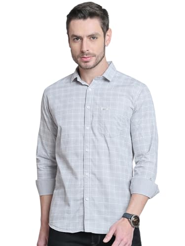 Image of Majestic Man Comfort Slim Fit Spread Collar Small Checked Cotton Casual Shirt