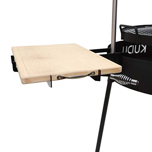 KUDU Grill Bamboo Cutting Board Attachement and Side Stand, for Food Preparation, Compatible with Kudu 1 and 2