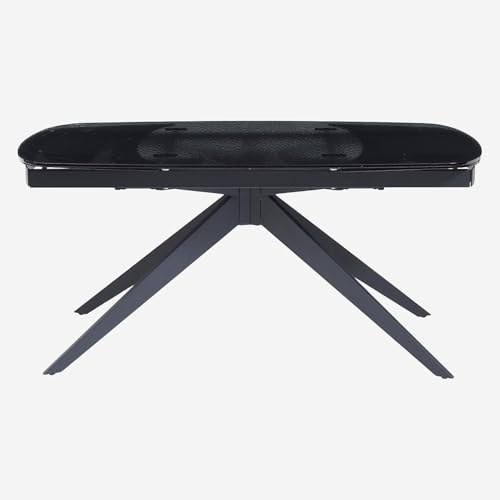 Vente-unique Habitat - Table rectangulaire Extensible en Verre trempé bullé - Noir Tensie
